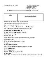 Đề kiểm tra học kì II Khoa học lớp 4 - Năm học 2016-2017 - Trường Tiểu học Mỹ Thành